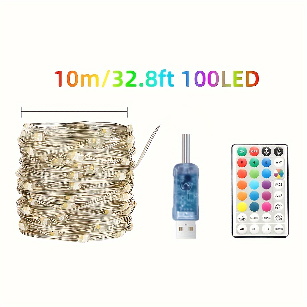 1pc 99Ft 300 LED Lights String, 18 Colors Changing RGB Fairy String Light  Plug In With 300 LED, IP68 Waterproof Multicolor Tube Light With Remotes For