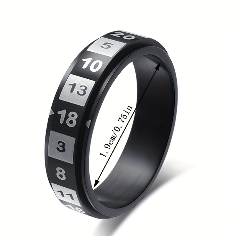 D20 Black Tungsten Men's Ring