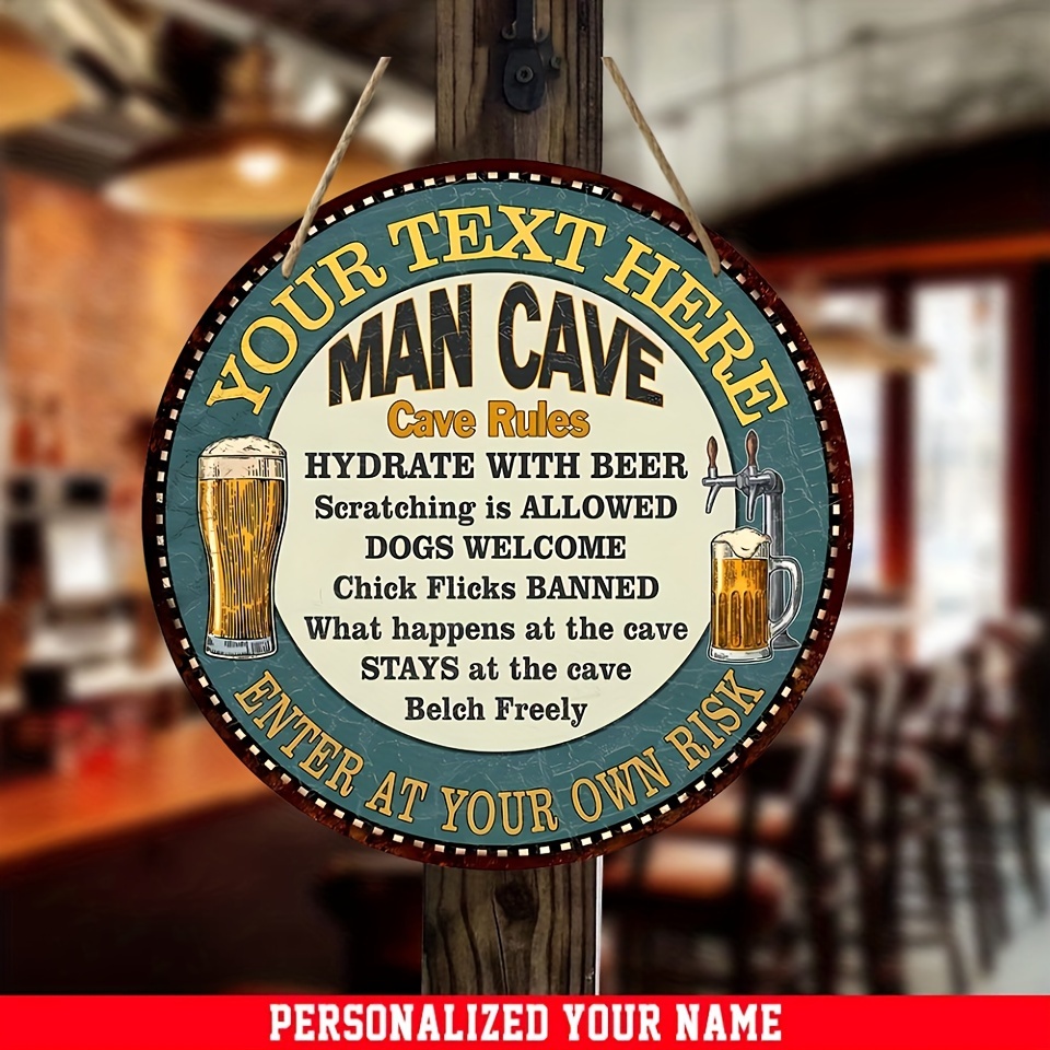 Personalized Man Cave Sign, Garage Shop Decor, Mancave Rules