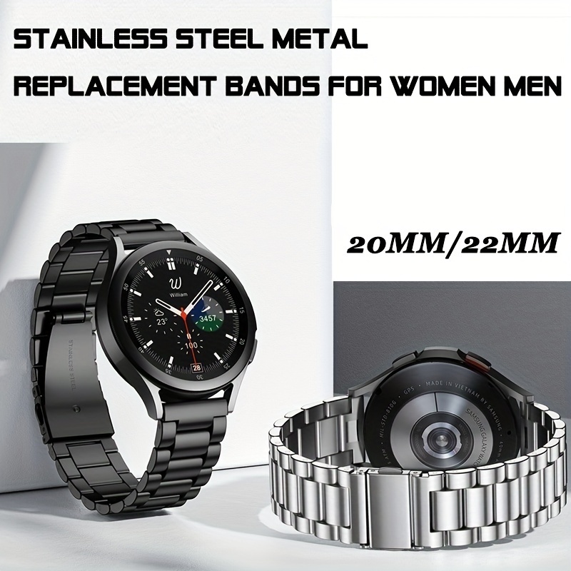 

Stainless Steel Watch Strap 20mm, 22mm, Fits For Samsung Galaxy Watch 6/5/4/3, For Garmin Watch, Xiaomi Watch, Smart Watch Strap For Men/women