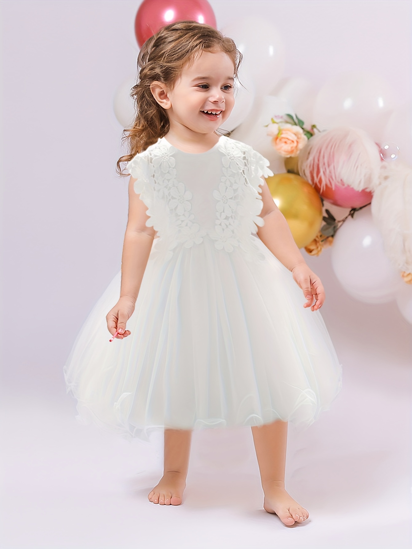  Super Fairy Vestidos de fiesta con estampado floral para niñas,  vestido de fiesta formal de princesa para concursos, Rosado : Ropa, Zapatos  y Joyería