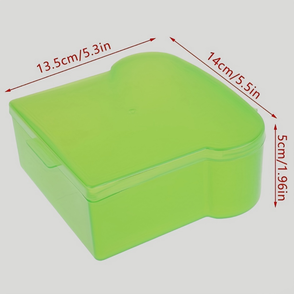 1pc Plastic Sandwich Container with Lid Reusable Food Storage Lunch Box, Green