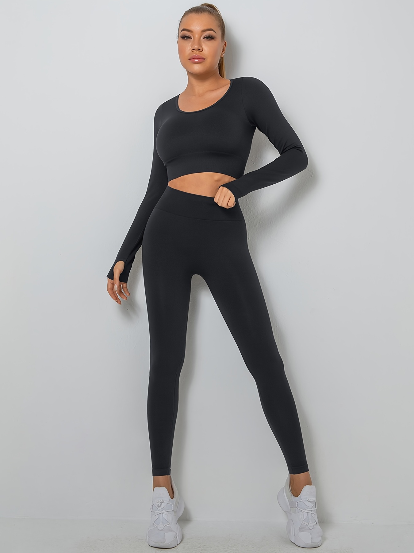 Womens Seamless 2pcs Yoga Set Yoga Suit Crop Top+Leggings Pants Sport Gym  Outfit 