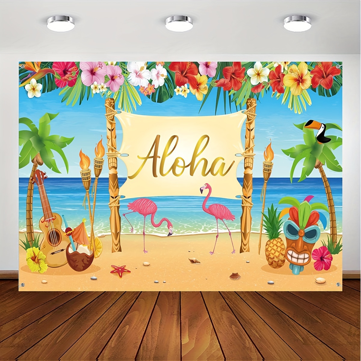 Juego de decoración de fiesta Tropical hawaiana, 108 piezas, hojas, flores,  paraguas para fiesta hawaiana, tema de playa