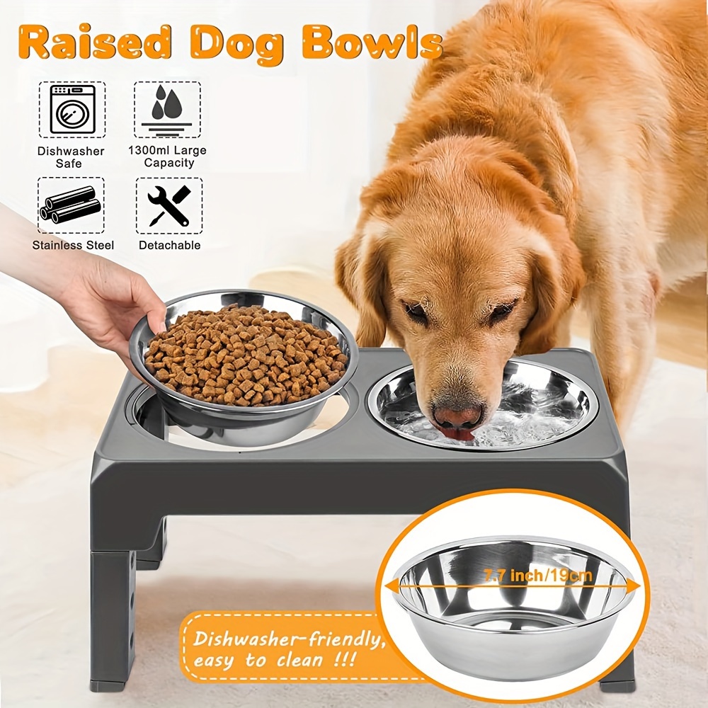 Elevated Dog Bowls 4 Height Adjustable Raised Dog Bowl with 2