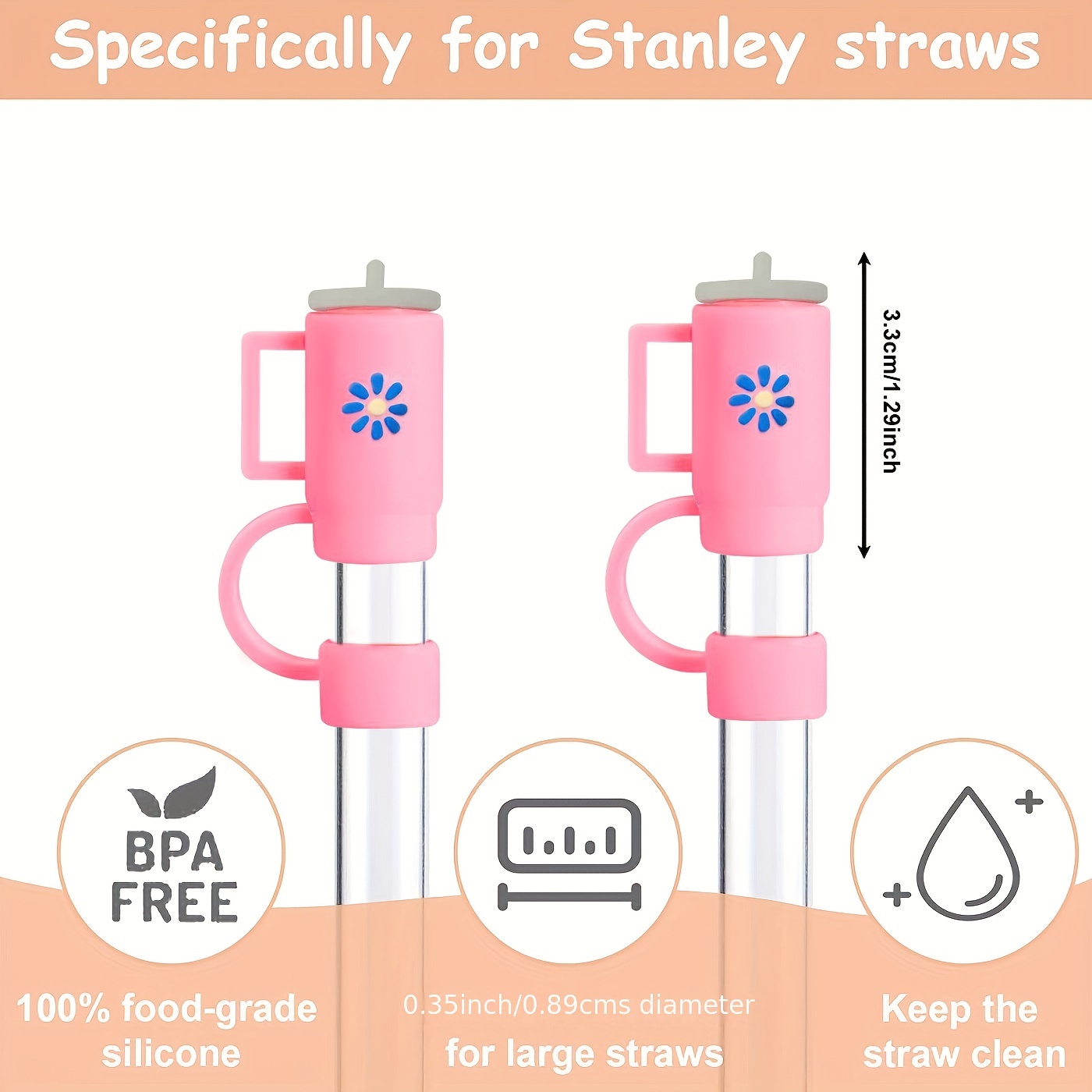 4 Pcs Straw topper for Stanley Cup, Silicone Straw Topper Compatible with  Stanley 30&40 Oz Tumbler with Handle,Straw Tip Covers for Stanley Cups  Accessories -Purple 