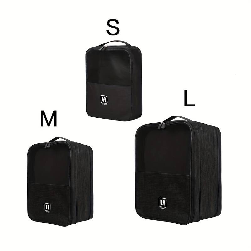 Borsa Porta Scarpe Da Viaggio Extra Large: Capiente Contenitore In Poliestere Per 12-15 Paia, Con Chiusura In Velcro, Leggera E Compattabile, Nero