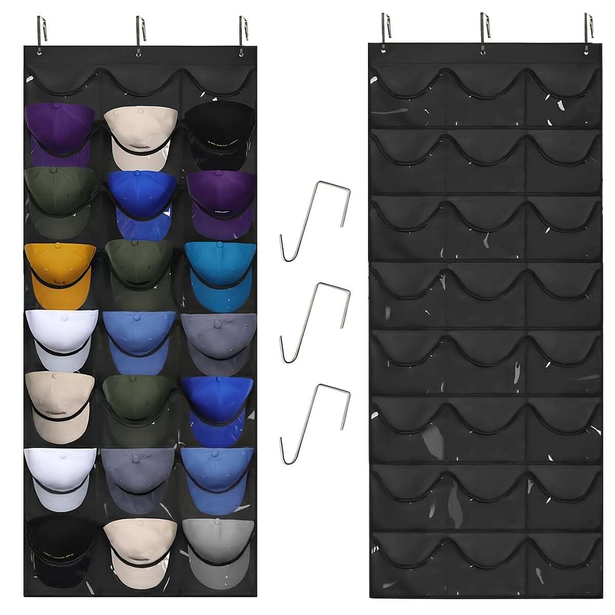 

1pc 18/24 Pockets Baseball Cap Storage Bag, Hanging Baseball Cap Storage Pouch