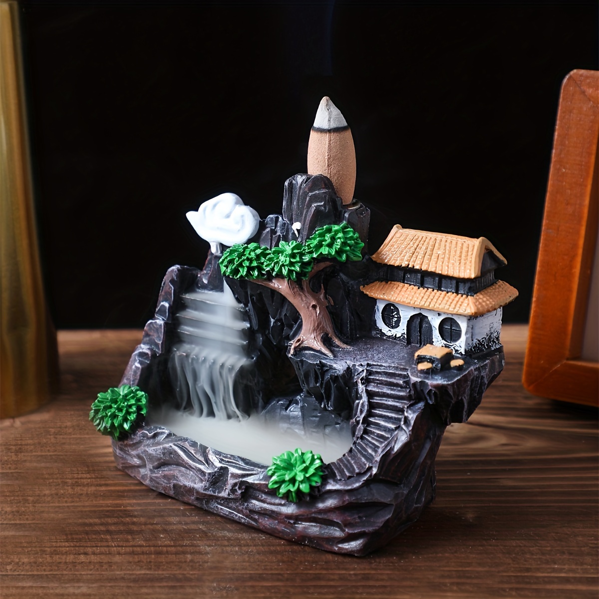 Middle Waterfall Mountain Incense Burner, Backflow Fountain