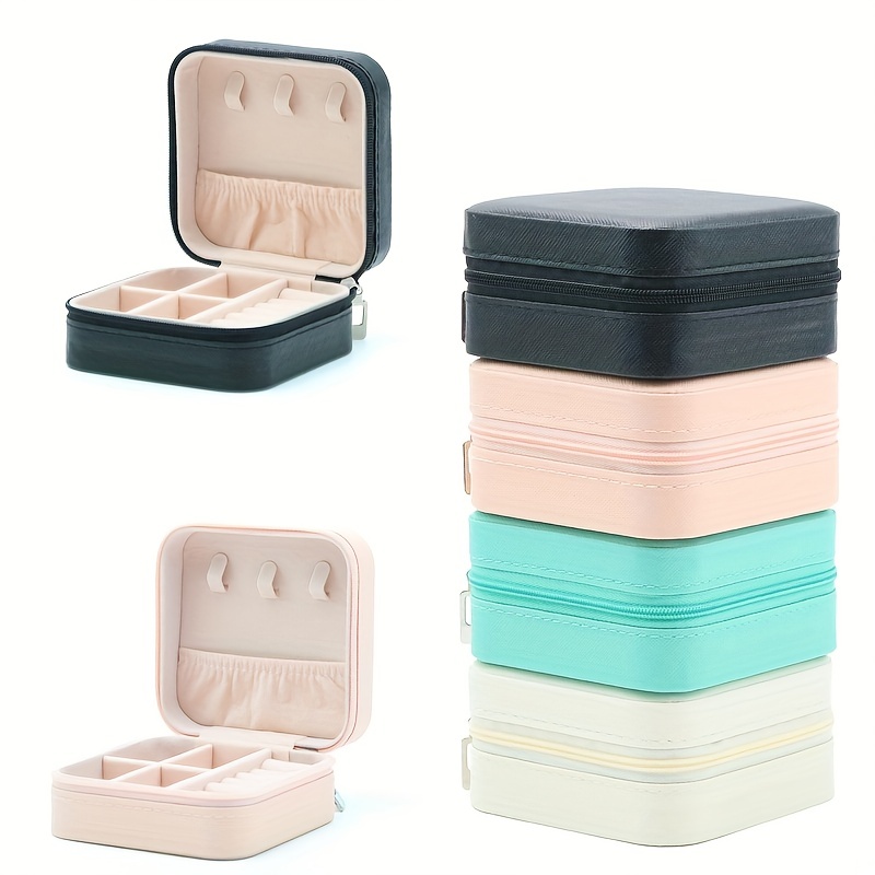 Portable Travel Mini Jewelry Box Leather Jewellery Ring Organizer Case  Storage Gift Box Girls Women 