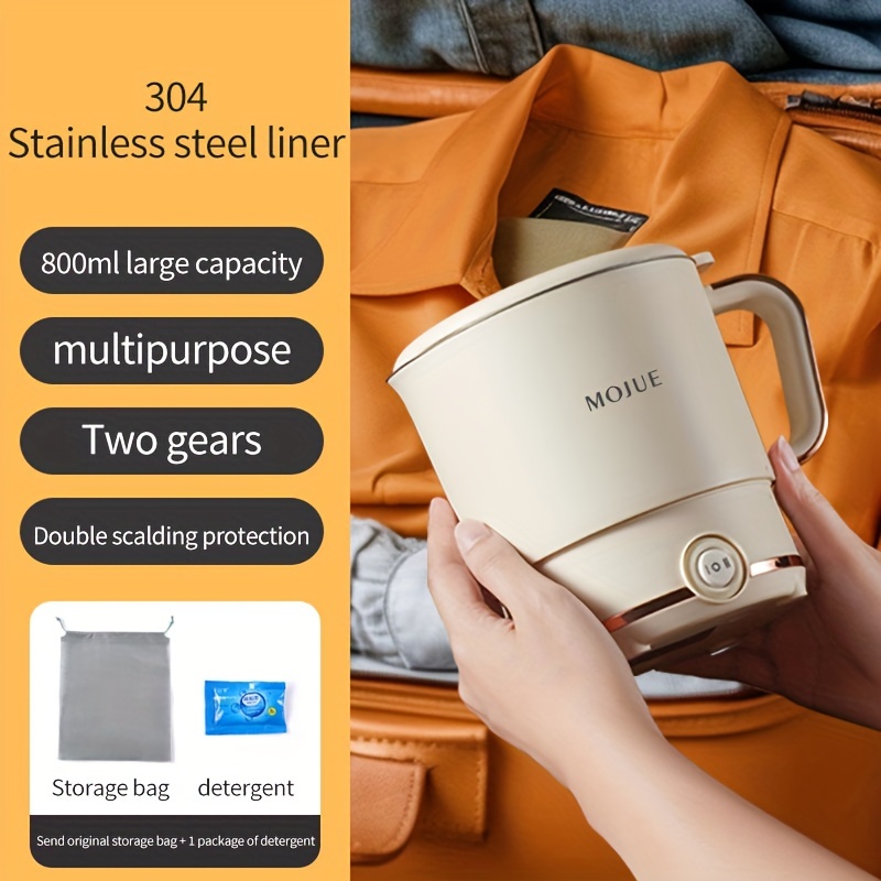 Multifunctional 304 Stainless Steel Folding Kettle Travel Portable Kettle  Stainless Steel Electric Kettle Mini Household Electric Cooker Noodle Cooker