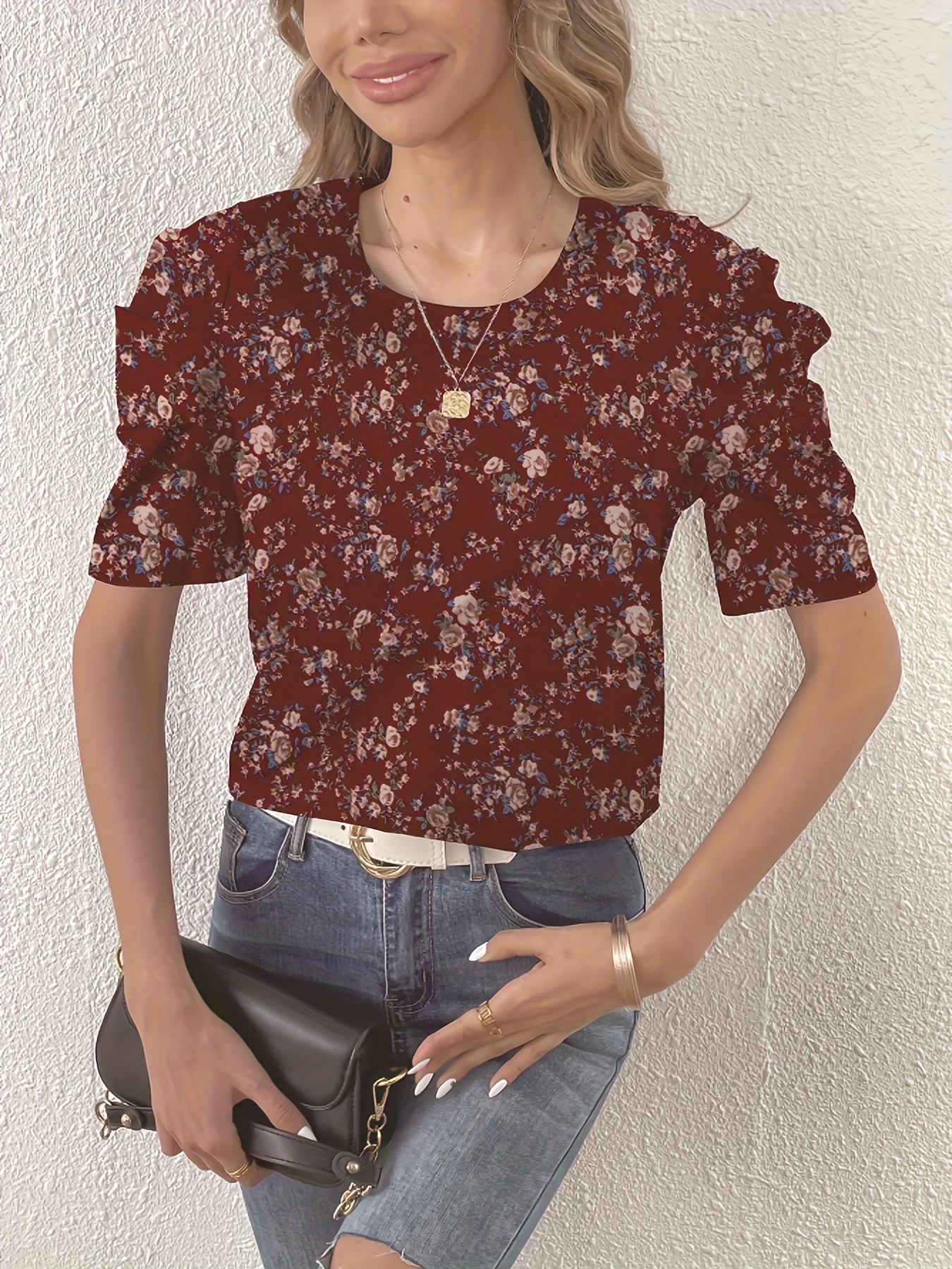 Floral Top Burgundy