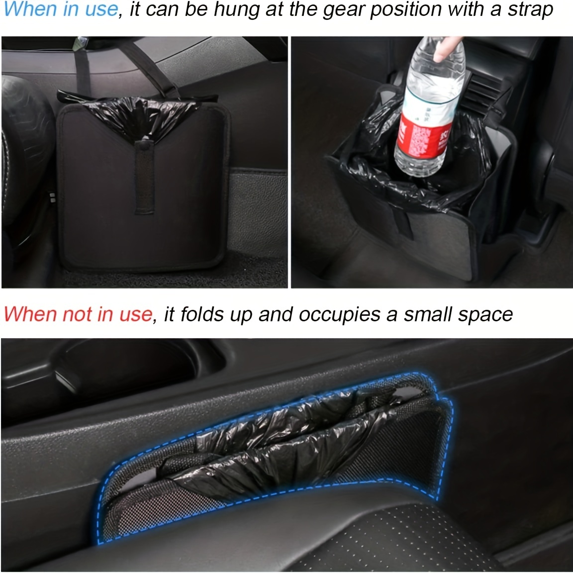 2x In-Car Trash Can Washable Leakproof Seatback Hanging Garbage