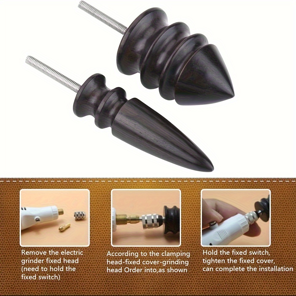 Leather Burnisher, Wood Diy Wood Crafted Blackwood Leather Burnishing  Accessory Leather Burnishing Tool For Dremel Power Rotary To