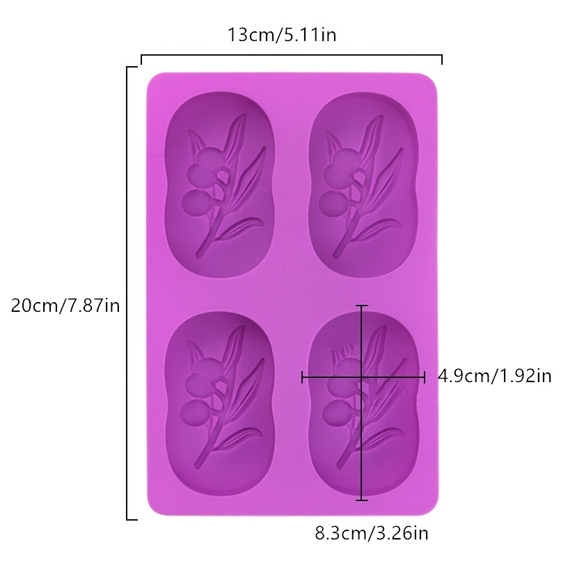 Purple Rectangular 4-Cavity Tree Pattern Silicone Soap Mold