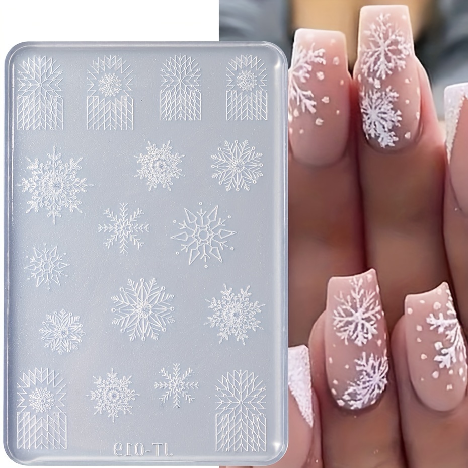 WNG One Box White Snowflake Sequins Winter Nailart Ornament