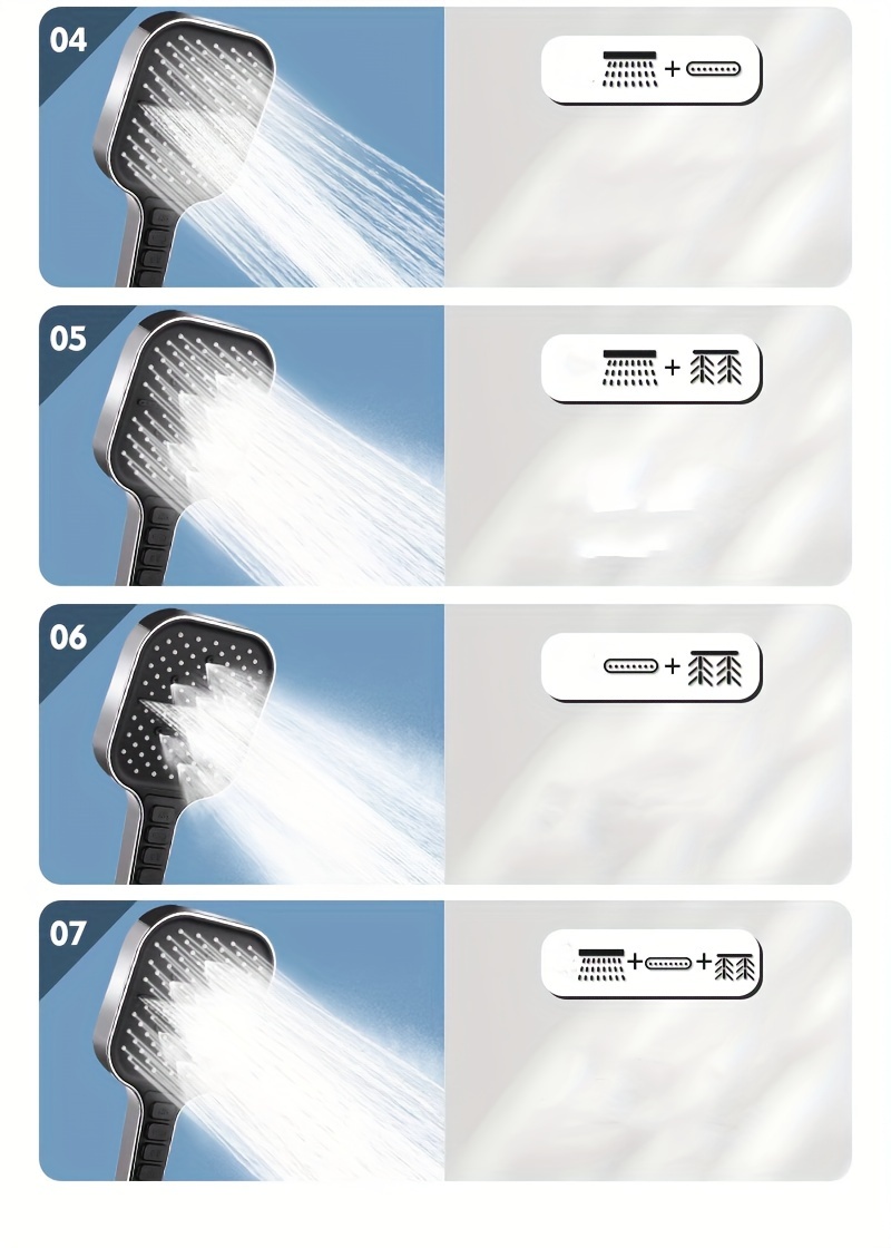 high pressure shower head with handheld 7 mode shower heads with 59 extra long stainless steel hose adjustable bracket   tile pets Product details 5