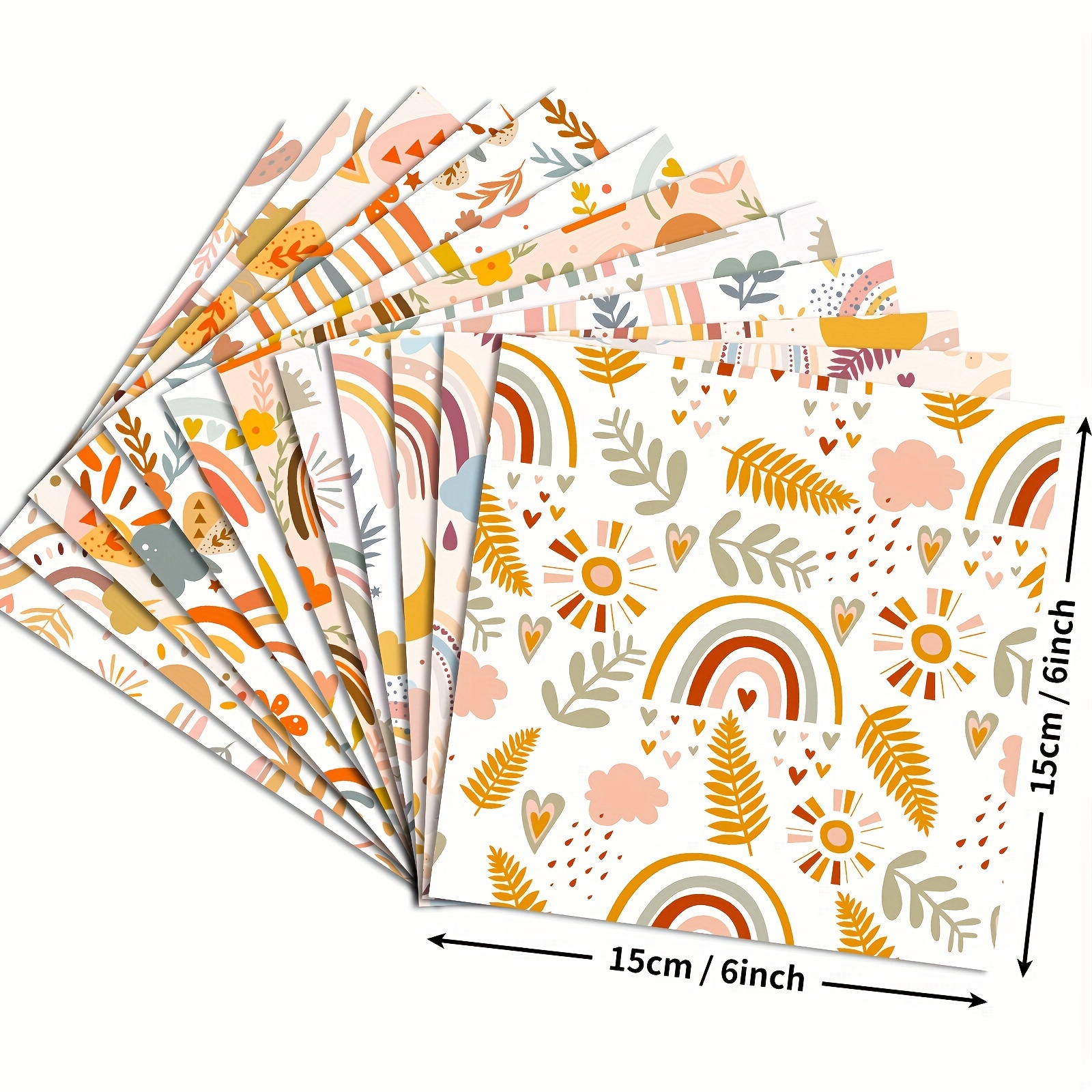 24pcs Scrapbook Paper,15x15cm/ 6x6 Inch Aesthetic Cute Rainbow Theme  Single-Sided Scrapbook Decoupage Paper Pad For DIY Crafts Journaling  Scrapbook Su