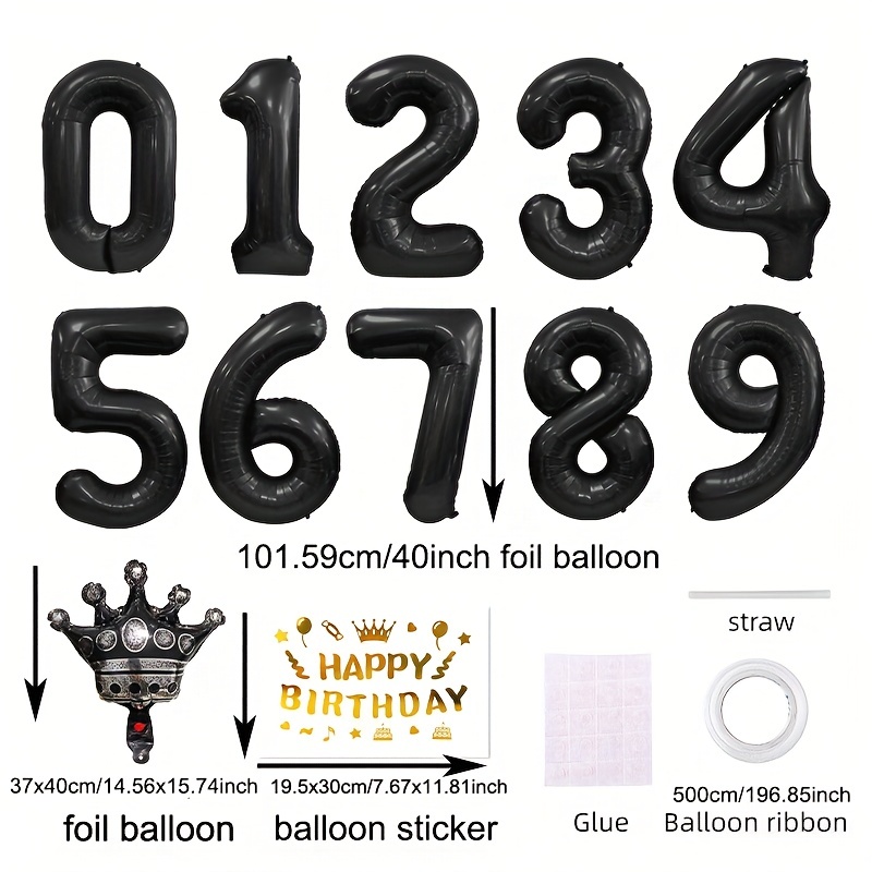 6 Ballons noir - décoration anniversaire