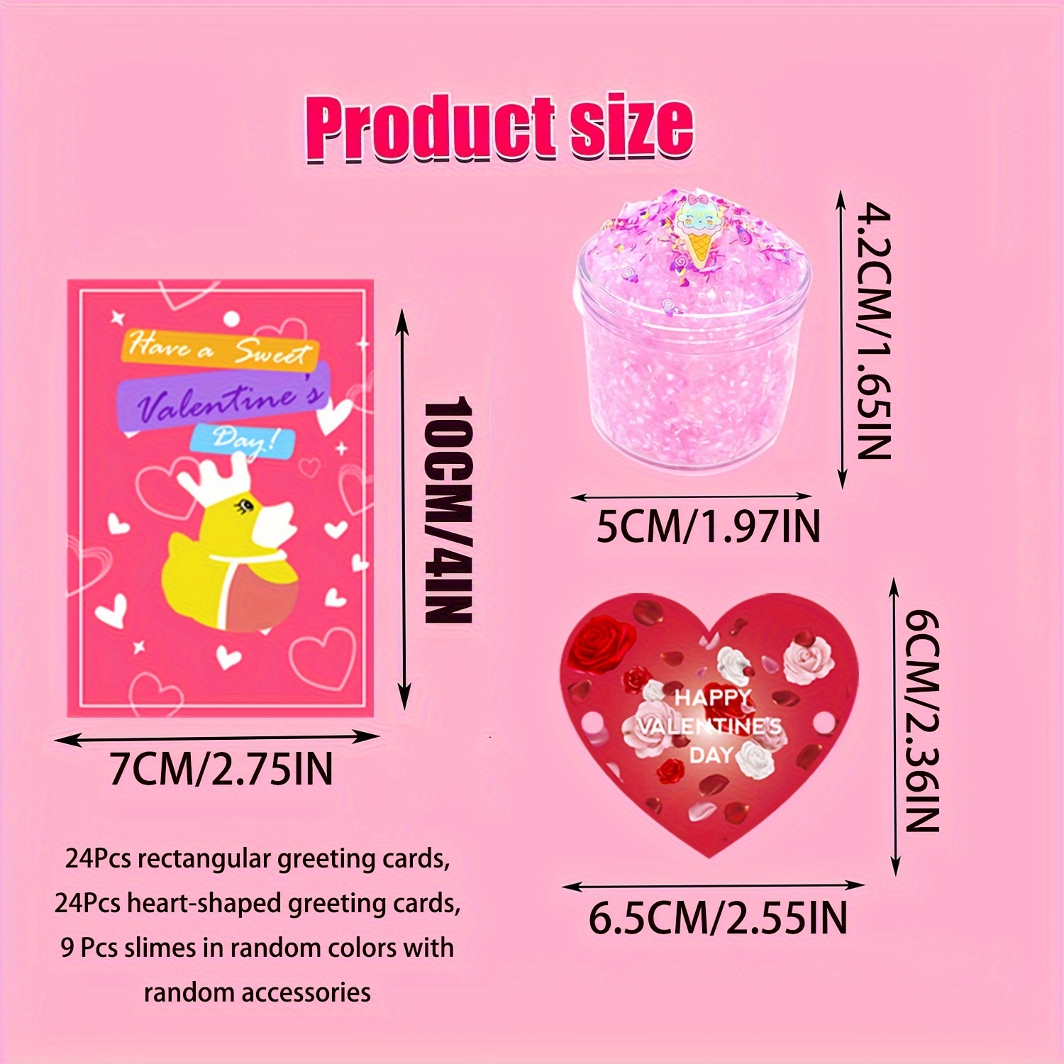 Valentines Day Gifts for Kids 24PCS Valentines Cards Heart-Shape