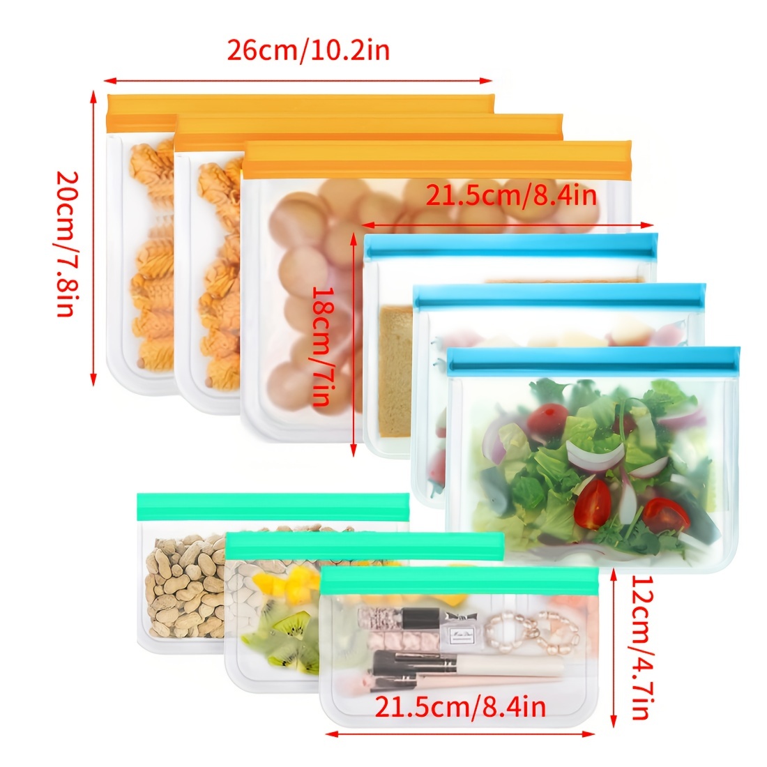 1pc Reusable Food Freezer Bags Leakproof Ziplock Bags Lunch Meat Fruit  Veggies Storage Bag Fresh Wrap Containers Kids Snack Bags - AliExpress