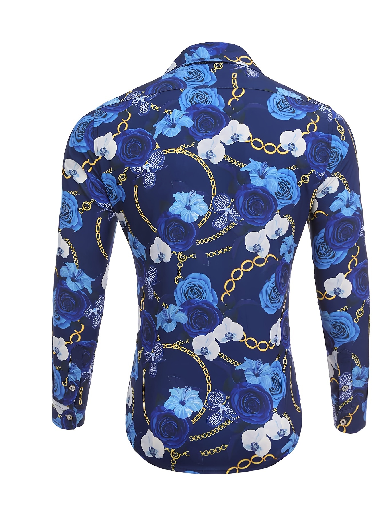 mens luxury long sleeve floral print shirt black red roses Temu