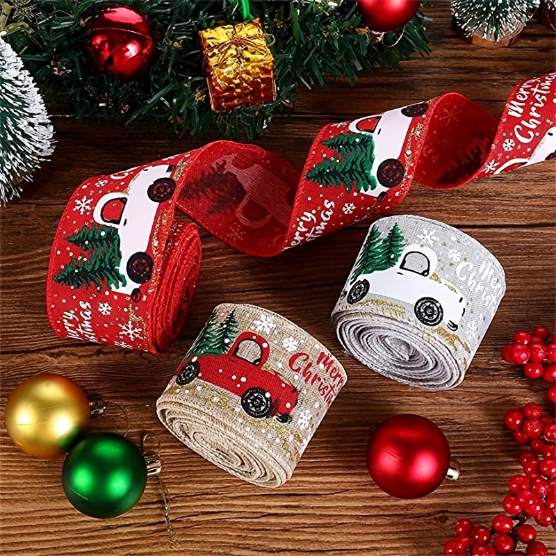 Car Print Ribbon Christmas Decor Ribbon For Bows Christmas - Temu