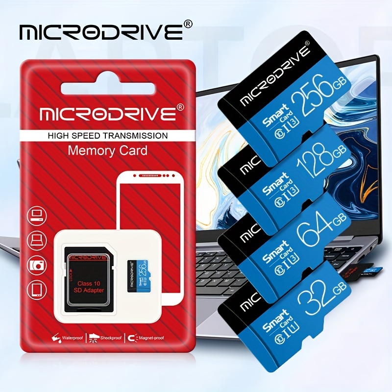 Carte mémoire Micro SD 256 Go avec adaptateur (classe 10 haute vitesse)  pour appareil photo, téléphone, ordinateur
