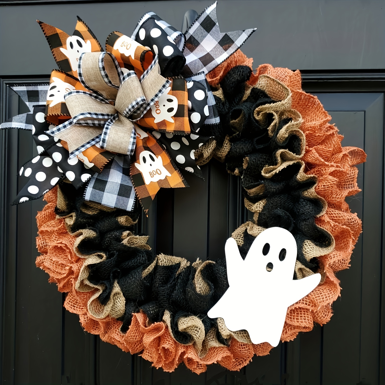 Tinsel Garland Black Garland with Adorable White Ghosts Halloween