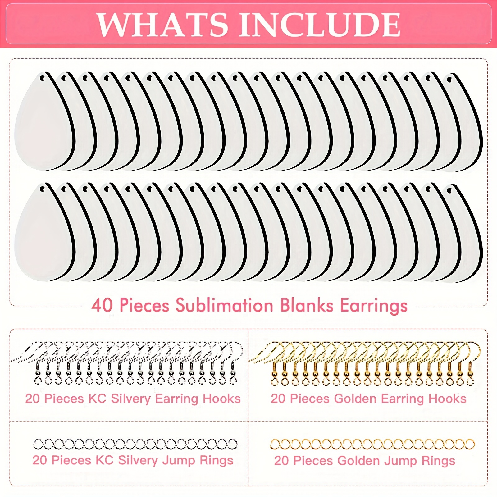 40Pcs Sublimation Blank Earrings Heat Transfer Earrings Unfinished