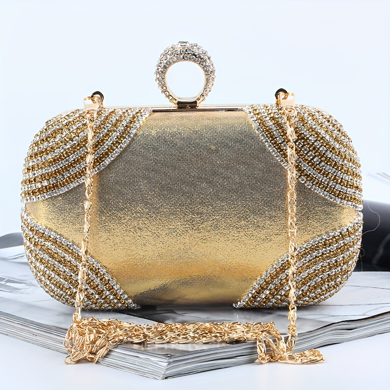 Women's Acrylic Evening Bag Glitter Clutch Purse Transparent Golden Box  Handbag Shoulder Bag for Banquets Dinners Parties 