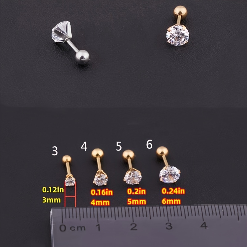 Stylish Crystal Inlaid Zircon Earrings, Men's Stainless Steel Studs