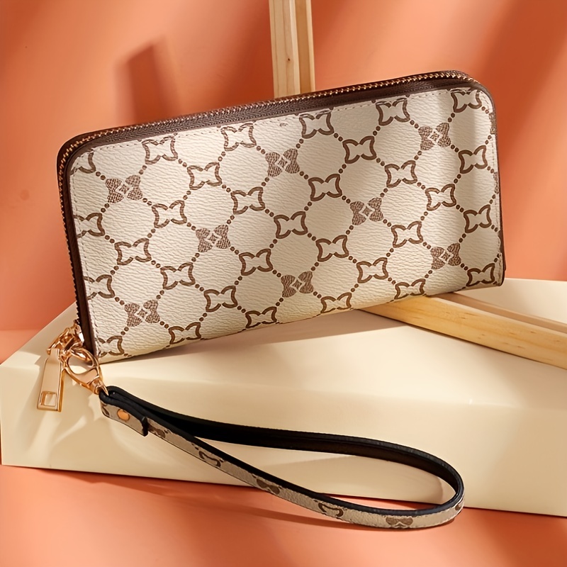 Classic Geometric Pattern Long Wallet, Large Capacity Zipper Around Coin  Purse, Elegant Clutch Purse - Temu Austria