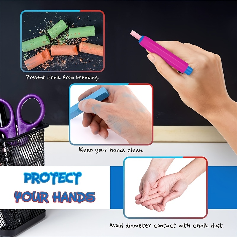 5pcs Health Non-toxic Chalk Holder Chalk Clip Colourful Chalk