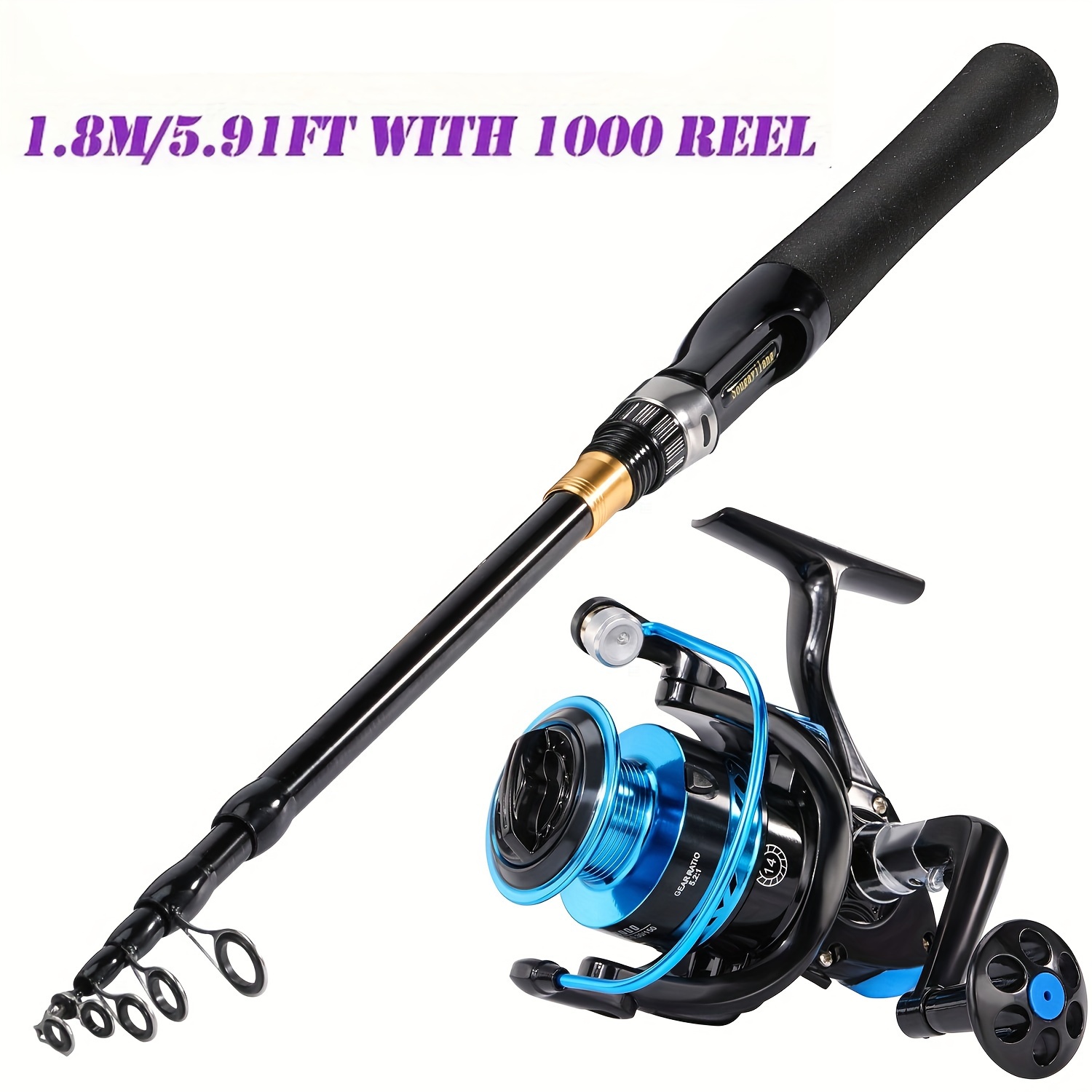 Sougayilang Fishing Rod Reel Combos,24Ton Carbon Fibre,Portable Telescopic  Fishing Pole Spinning reels for Travel Saltwater Freshwater Fishing Gifts
