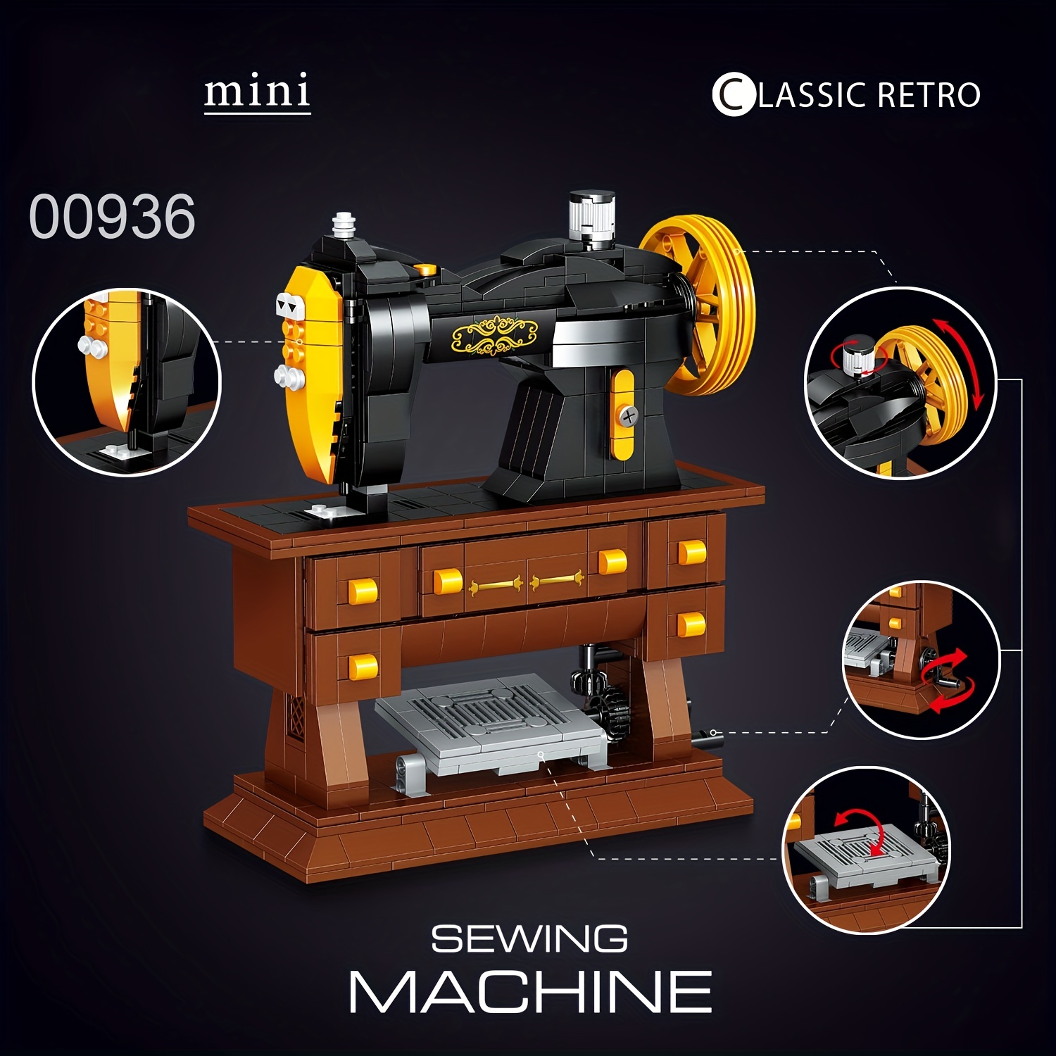 Classic Retro Series Sewing Machine Adult Building Blocks - Temu