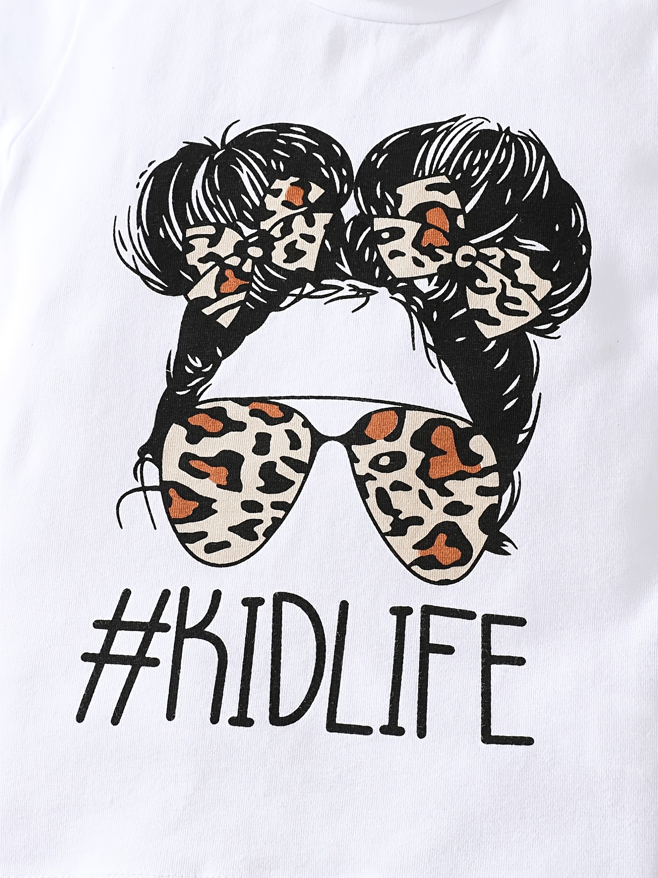 Girls Leopard Print Tee & Solid Flared Pants Set