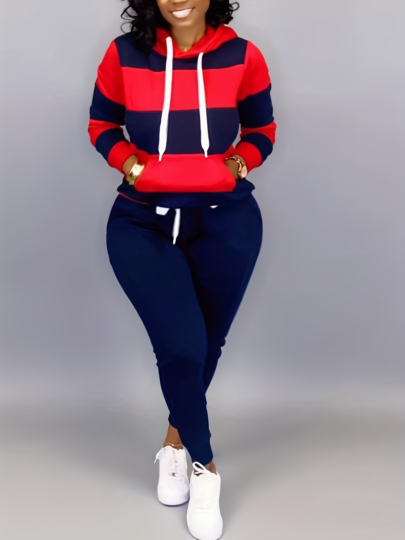 Dropship Plus Size Hoodie Drawstring Sweatshirt & Sweatpants Set; Women's  Plus Solid Medium Stretch Casual 2pcs Set Outfits to Sell Online at a Lower  Price