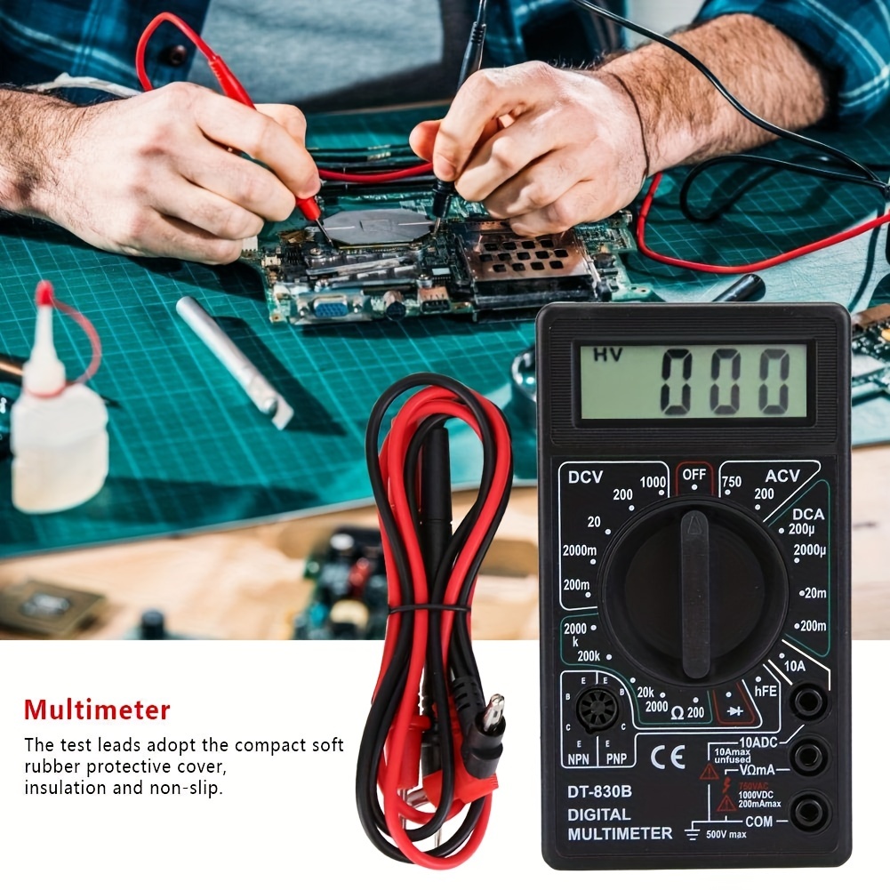 DT-830B LCD Digital Multimeter With Probe Electric Voltmeter
