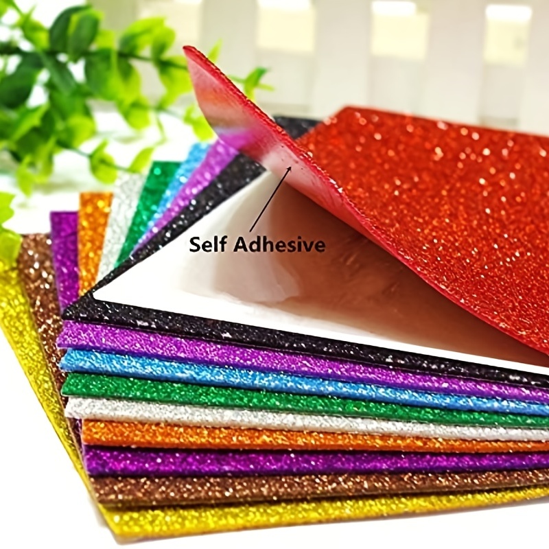 Self Adhesive Easy to Peel Off Glitter Foam Sheets, A4 Size, Pack