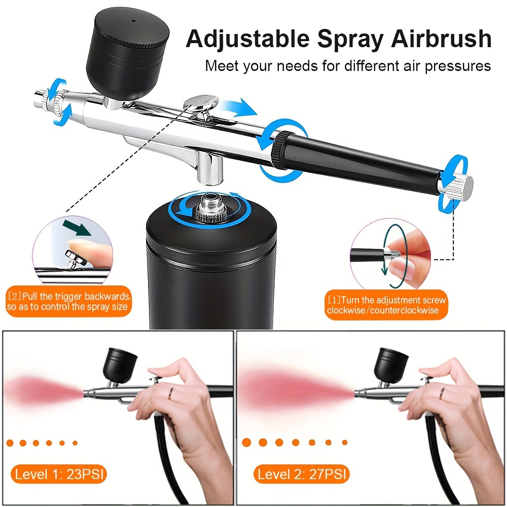 Adjustable cordless airbrush battery powered kit