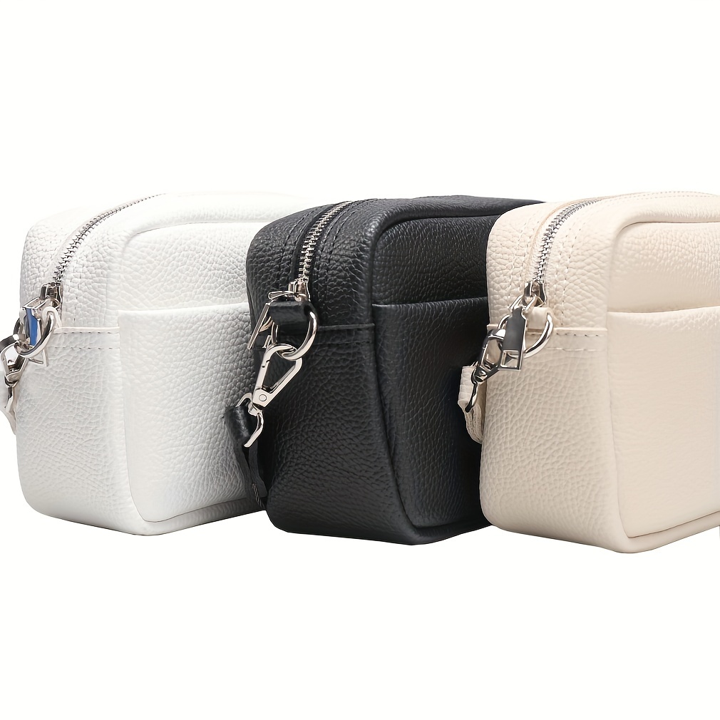 Solid Color Small Square Bag, Pu Leather Simple Portable Crossbody
