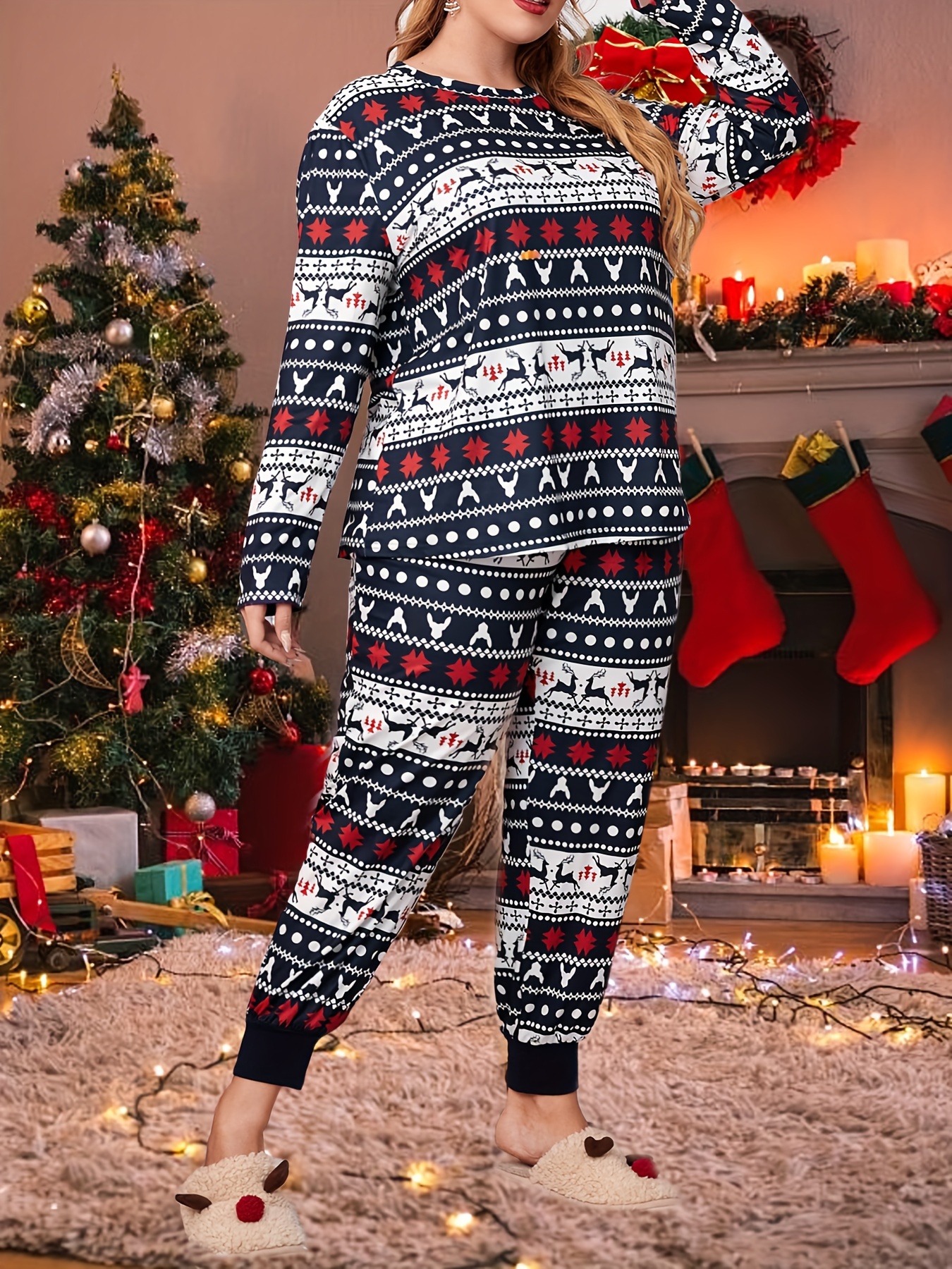 Plus size discount christmas onesie pajamas