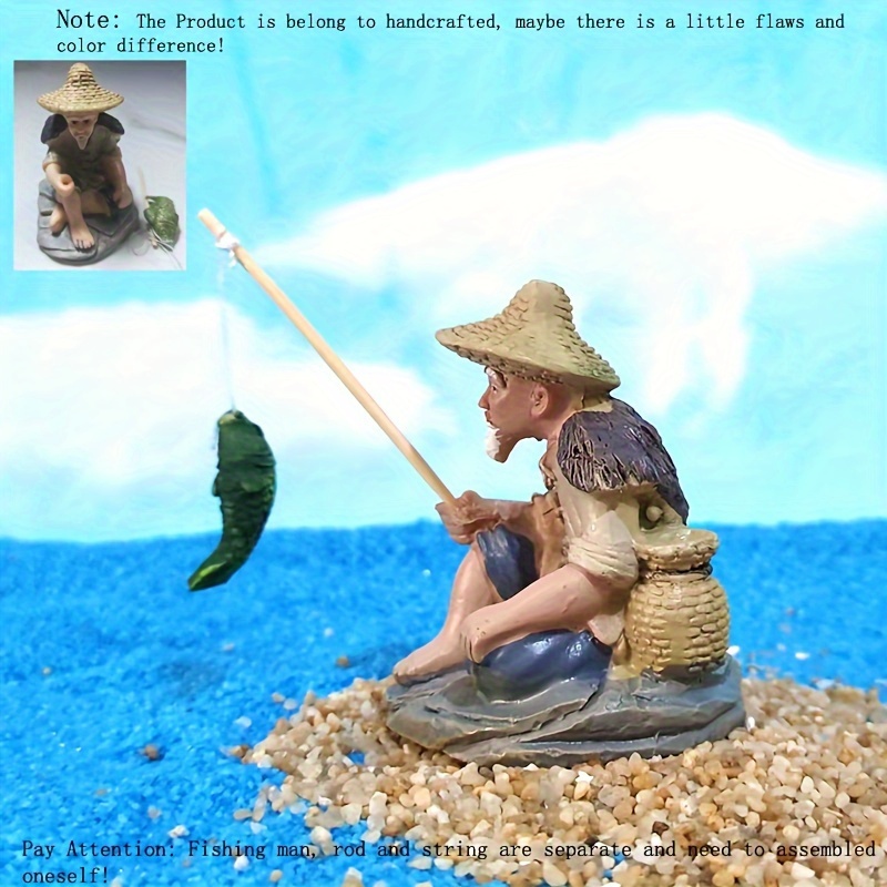 1 Pack, Old Man Fishing Miniature Figurines For Micro Aquarium Landscape  And Fish Tank Decorations Bonsai Kitten Craft Garden Outdoor Status Patio  Law