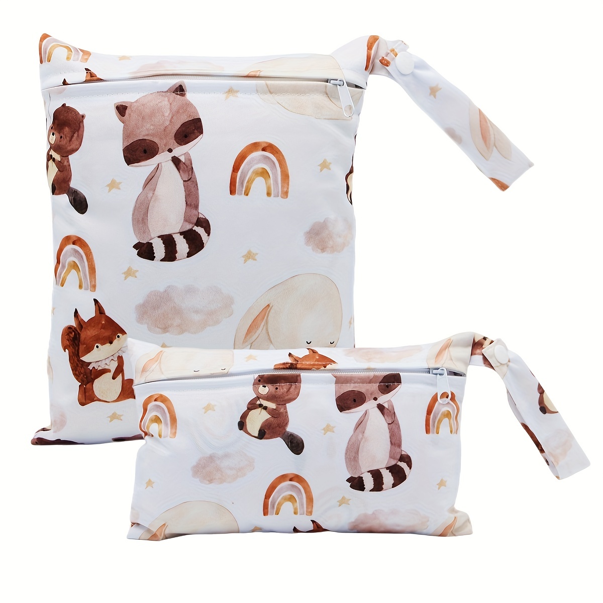 Brighten Up Your Day with These Adorable Rainbow Fox Rabbit Print Wet Bags! ,Christmas Halloween Thanksgiving Gift