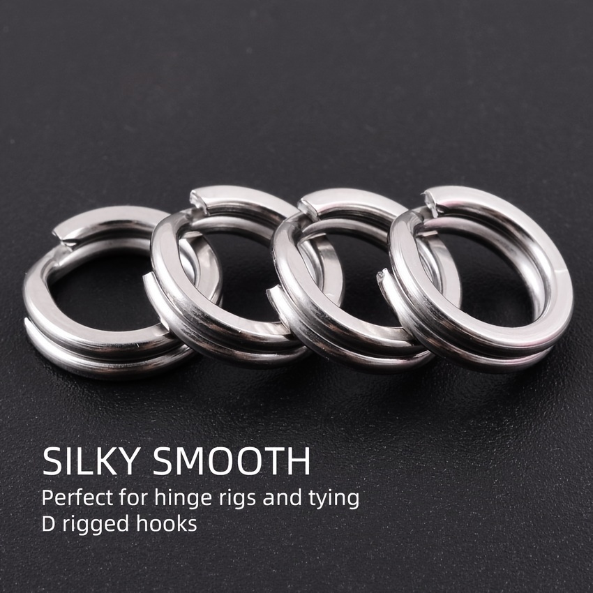Stainless Steel Fishing Split Rings, Double Flat Wire Snap Ring Heavy Duty  Lure Connector Fishing Tackle Saltwater 38LB-145LB