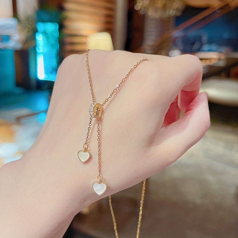 1pc Stainless Steel Gold Chain Necklace For Women, Fashionable And