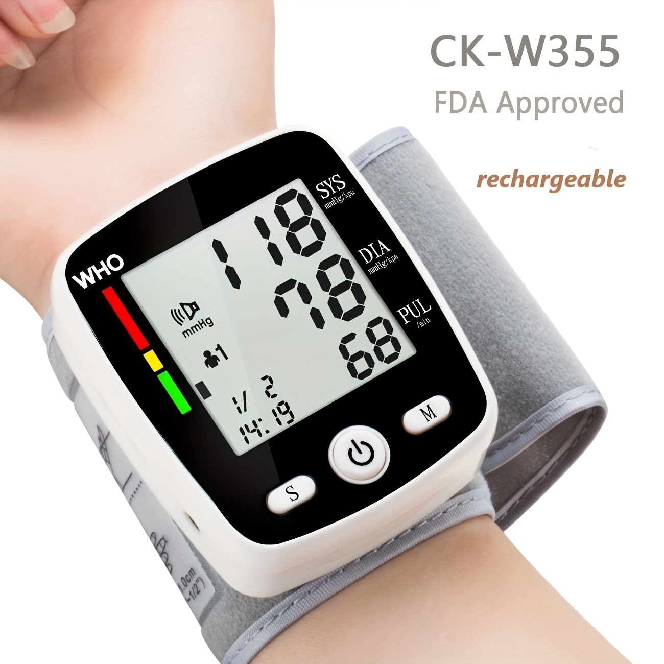 Wrist Electronic Blood Pressure Monitor Rechargeable Large - Temu