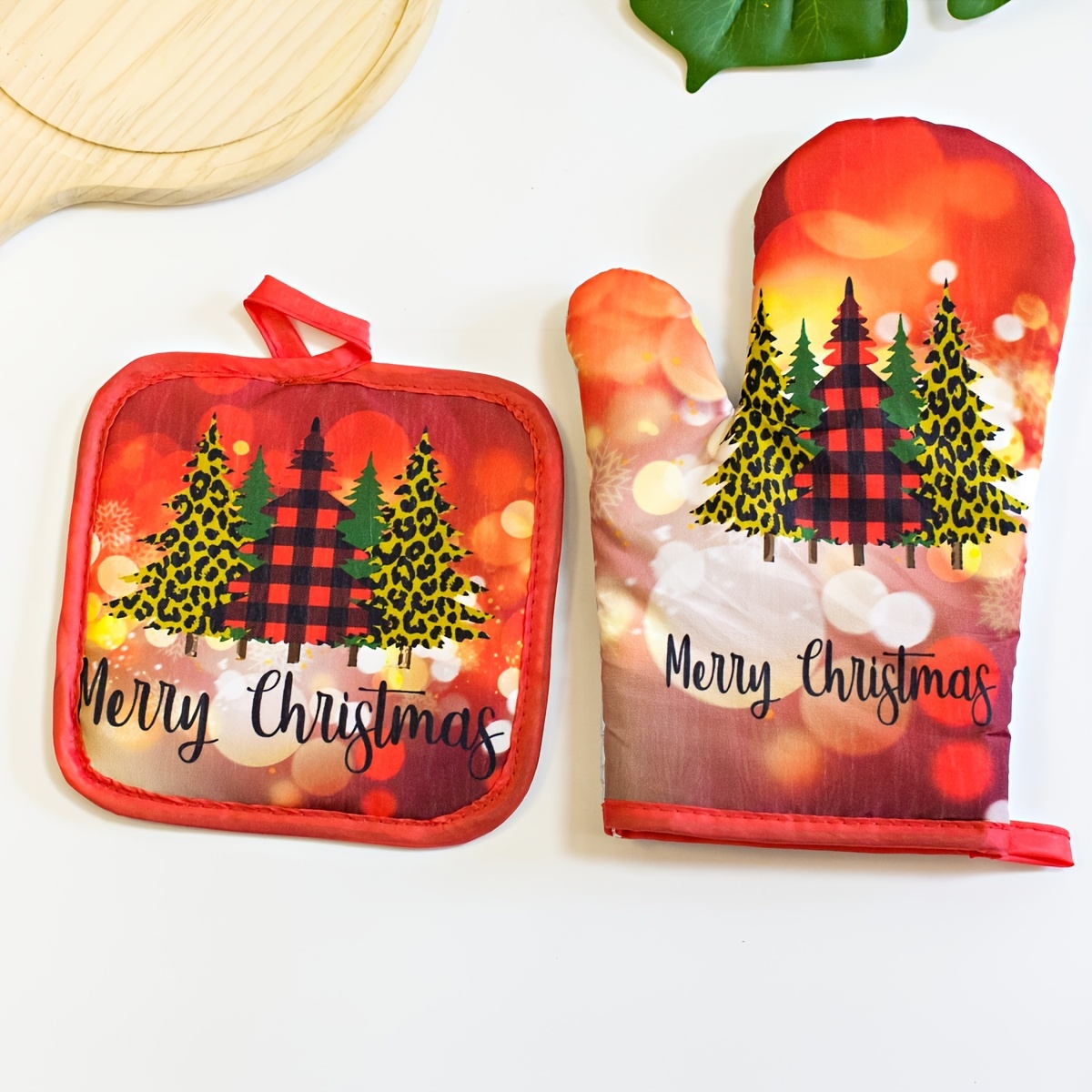 Folkulture Christmas Oven Mitts Heat Resistant, 12x5.5 Silicone Oven  Mitts, Cotton Oven Mits, Modern Oven Mits/Glove Set or Cute Kitchen  Mittens