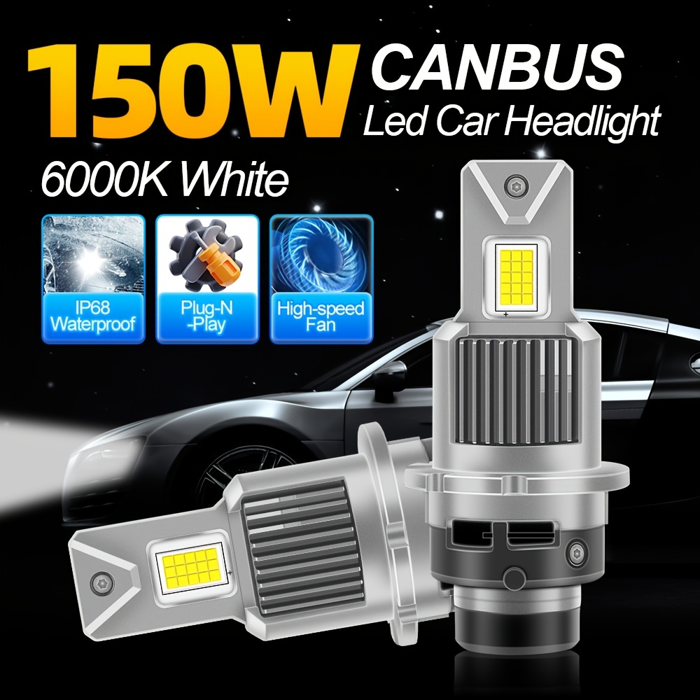 D1S D2S D3S D4S LED Headlight Bulbs, 35W 4300LM Canbus Replacement Kit for  HID Conversion, 6000K Cool White